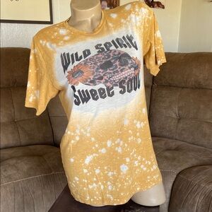 ✨ Boho Bleach Tee | Wild Spirit Sweet Soul – Size M